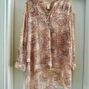 Final Markdown Chico's Elegant Paisley Blouse - Cream and Brown
